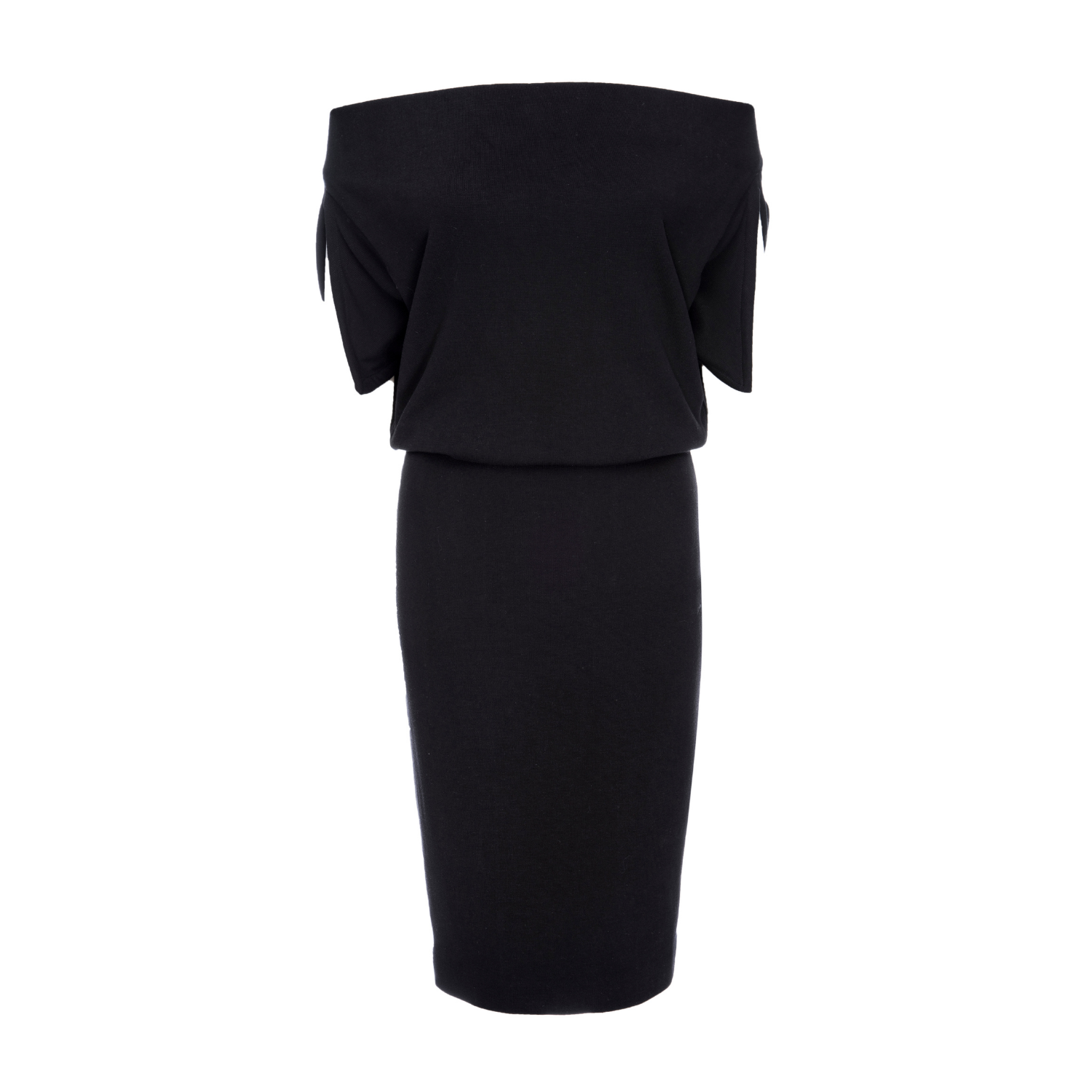 ALEXI Off-the-shoulder Ecru Knit Dress