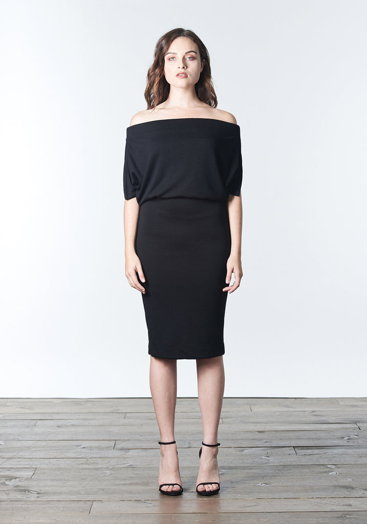 Fall, Autumn, Winter cocktail or work knit "little black dress". Made of stretch tencel.