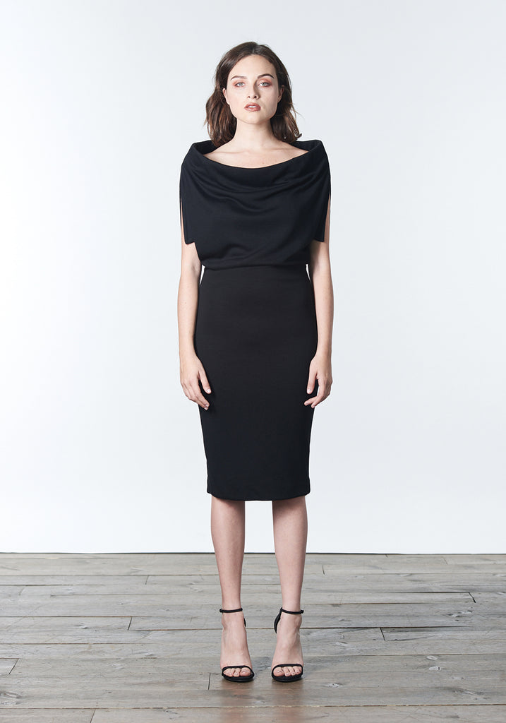 Fall, Autumn, Winter cocktail or work knit "little black dress". Made of stretch tencel.