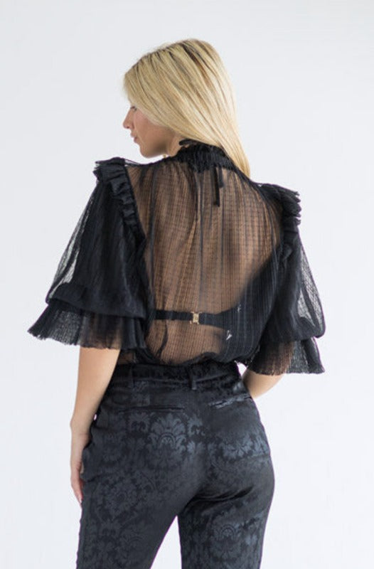 sheer polka dot top
