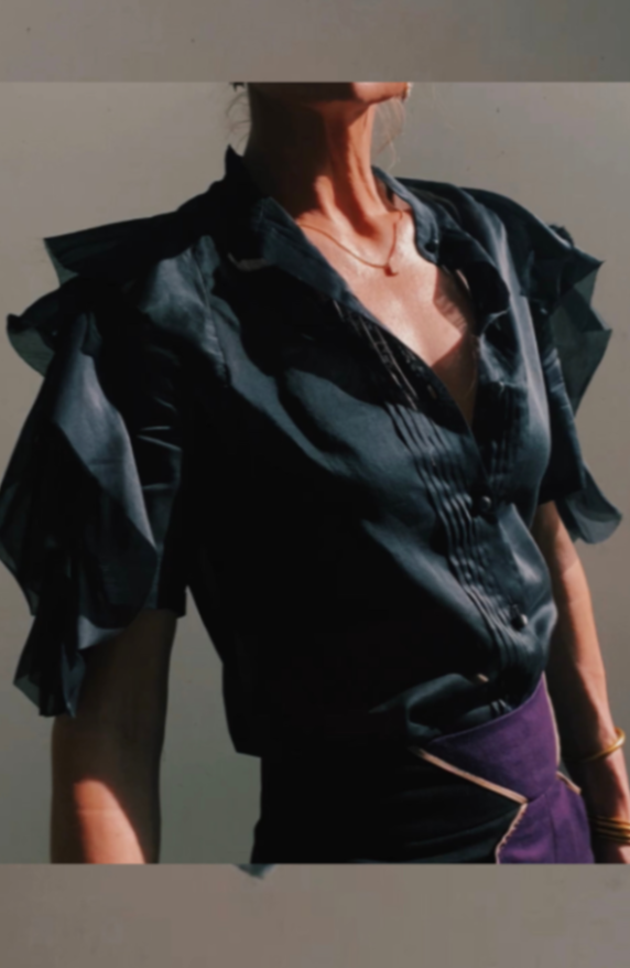Woman's silk voile ruffle top.
