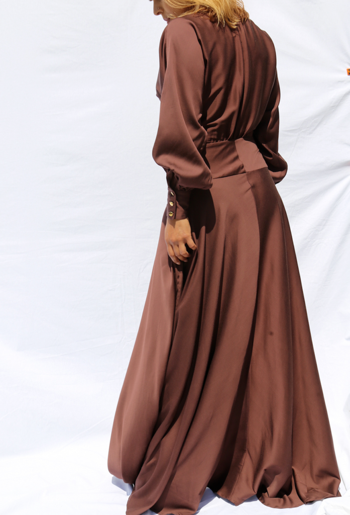 SANJI V-neck Merlot Dress