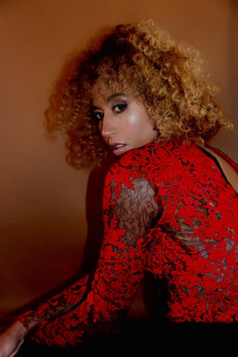 Woman's red lace top