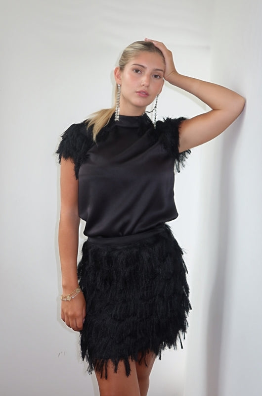 LEVI Black Fringe Skirt