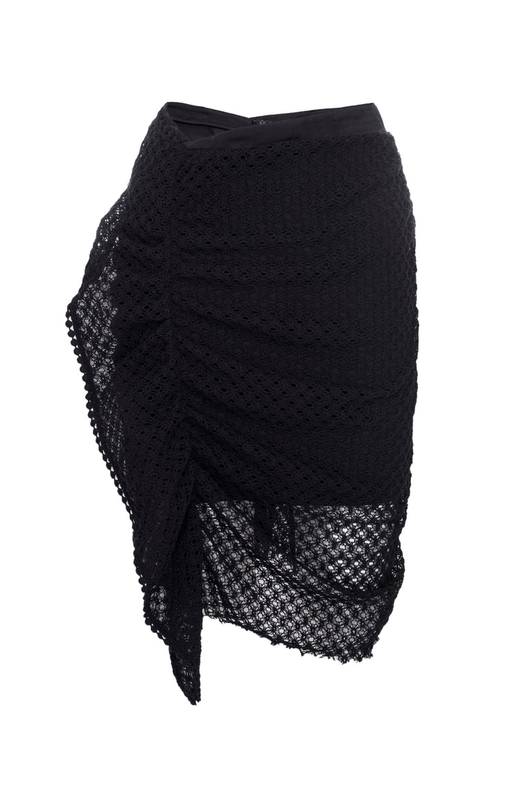 GIZELLE Black Ruffle Lace Skirt