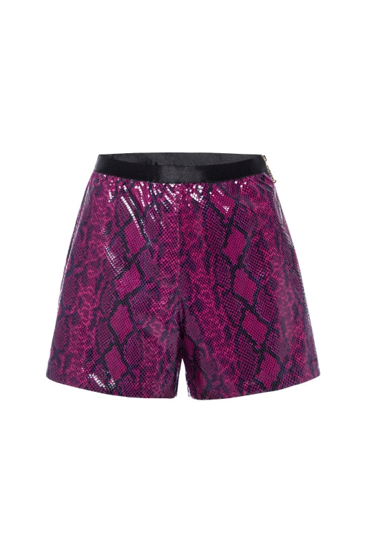 NOVA Purple Python Leather Shorts