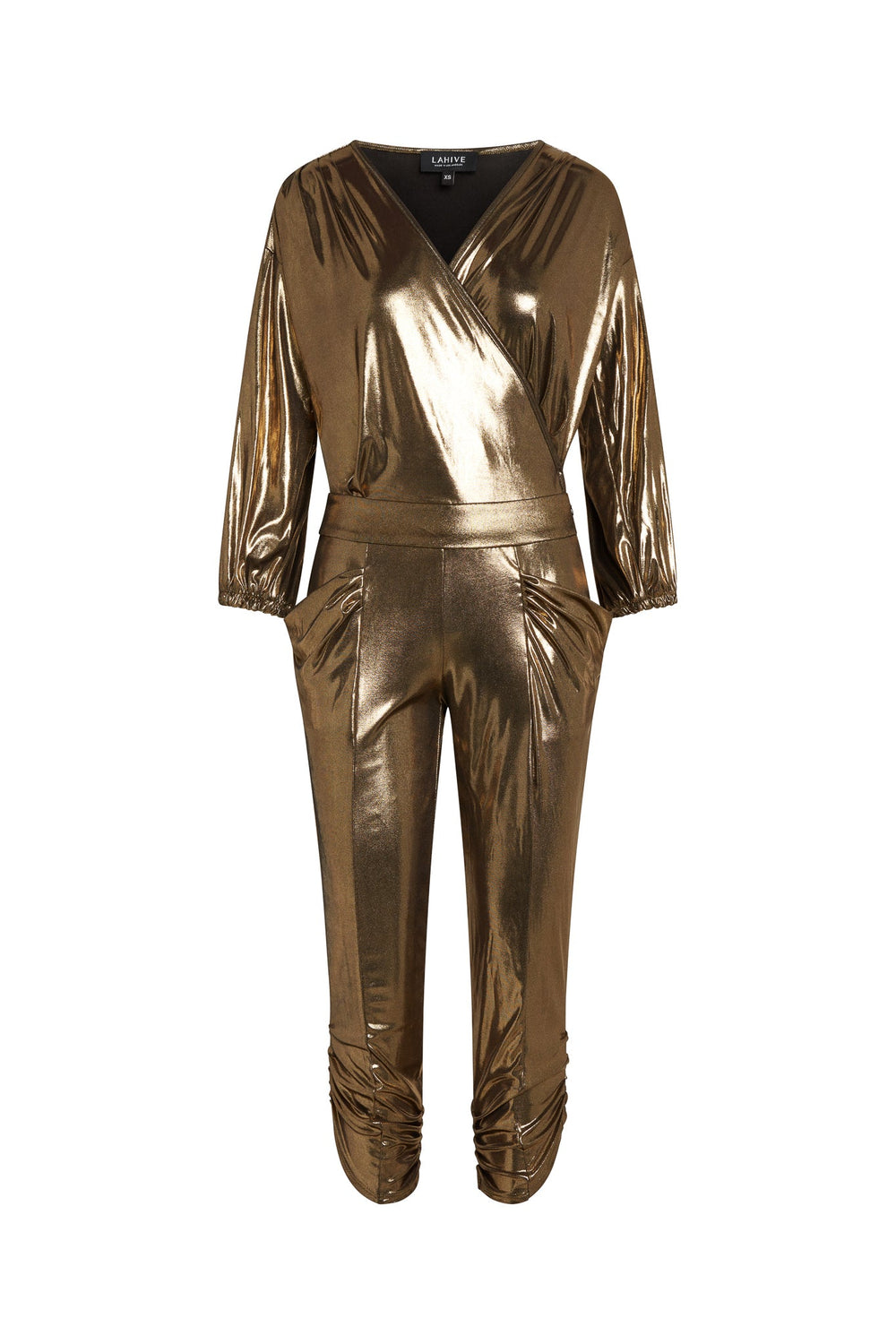 studio 54 gold lamé jumpsuit