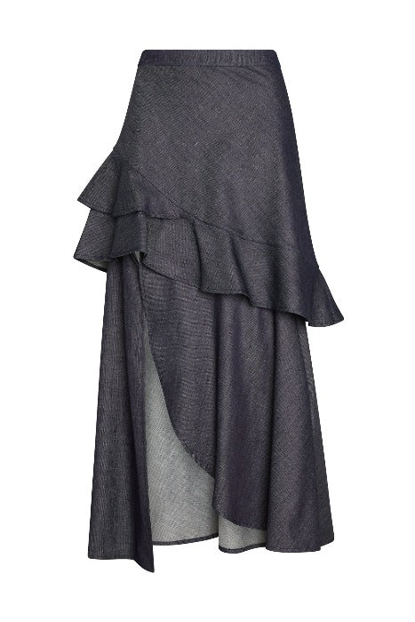Woman's long detachable denim skirt