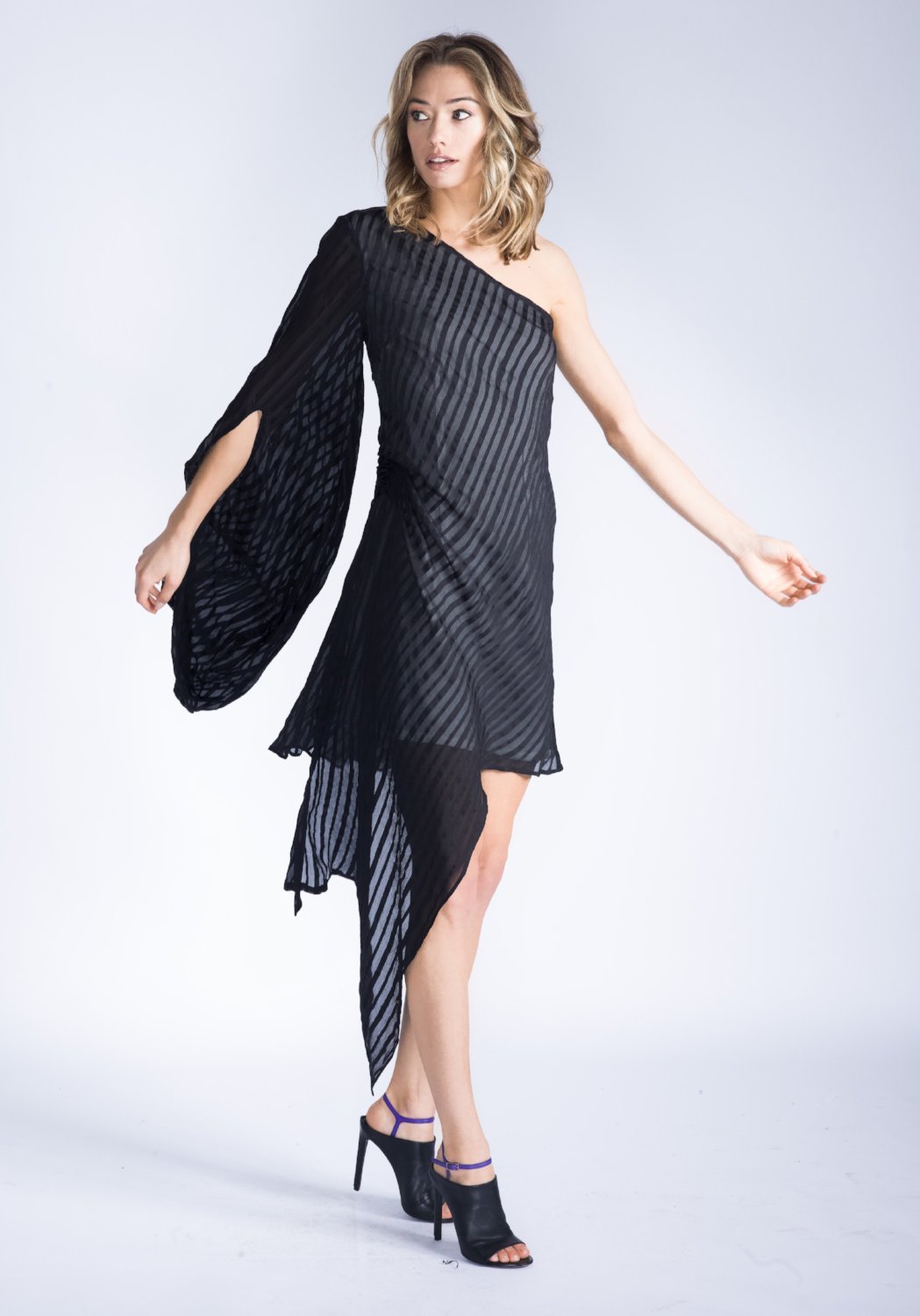 CATELYN One Shoulder Silk Chiffon Dress