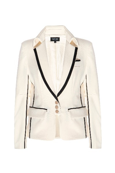 Cream rock star jacket with black piping and black star