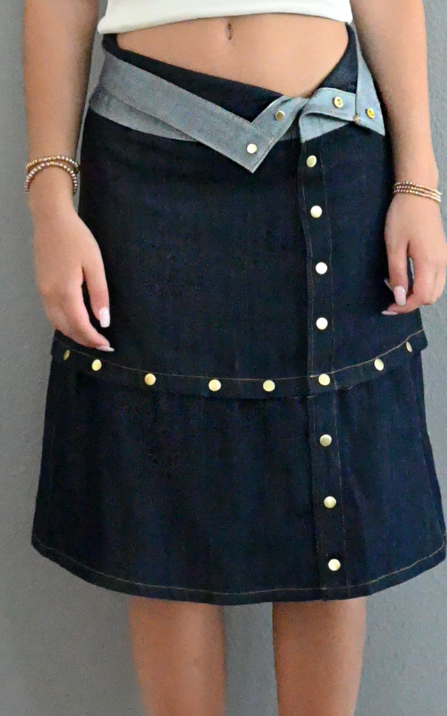 mini and long denim skirt