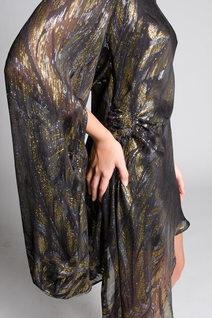 CATELYN Silk Lurex One Shoulder Dress