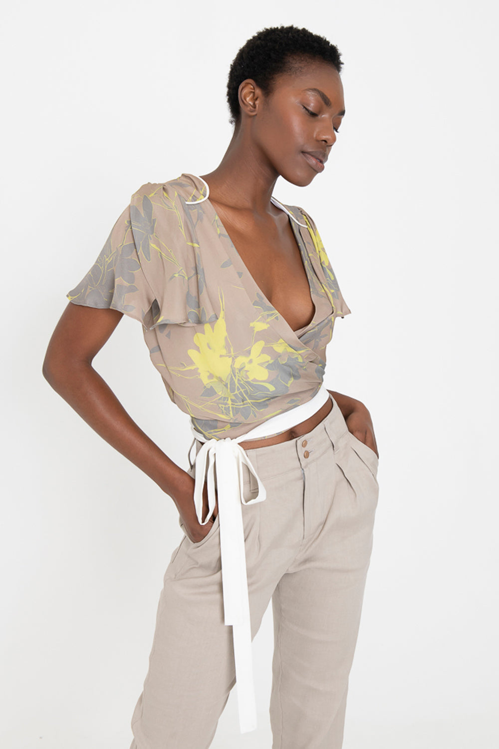 ELAINE Silk Wrap Top