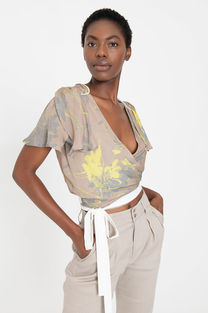 ELAINE Silk Wrap Top