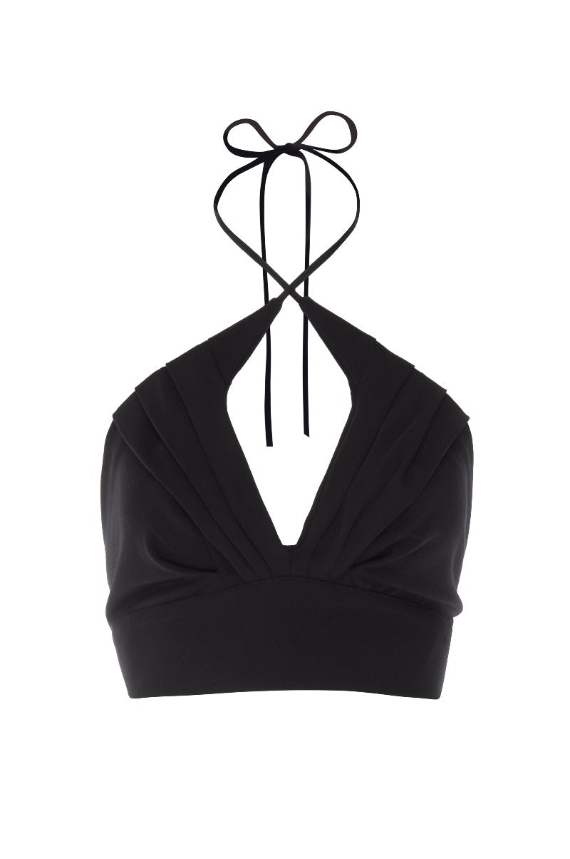 Reversible black halter top