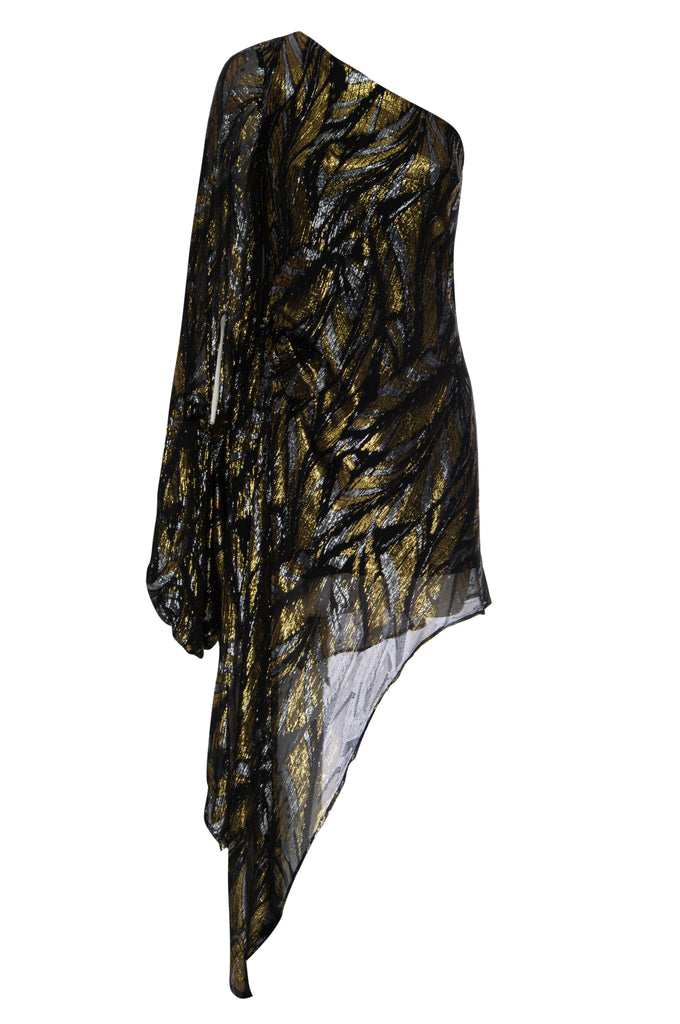 CATELYN Silk Lurex One Shoulder Dress