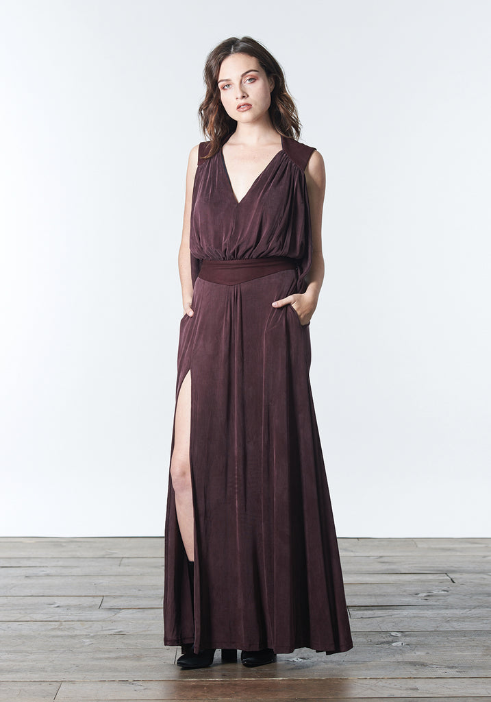 OLIVIA Cognac Maxi Dress