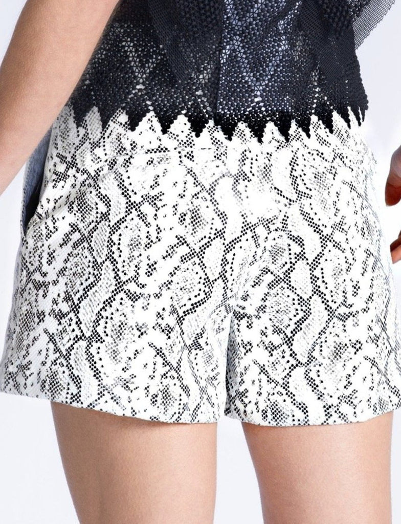 SHAE White Python Snake Shorts