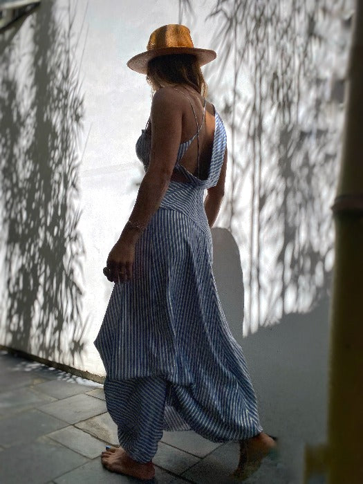 Draped Striped Sundress.