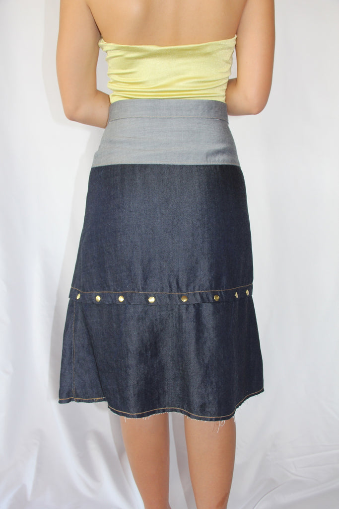 GIA Antiqued Multi-length Denim Skirt