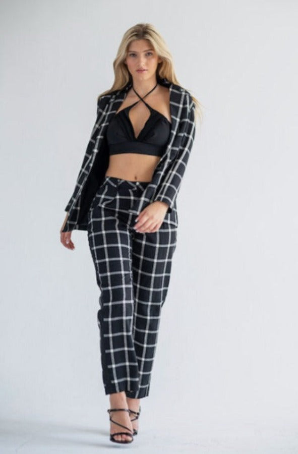 Woman's plaid leisure suit