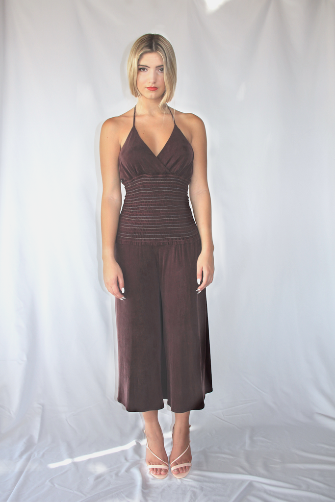 JANE Merlot Knit Halter Jumper