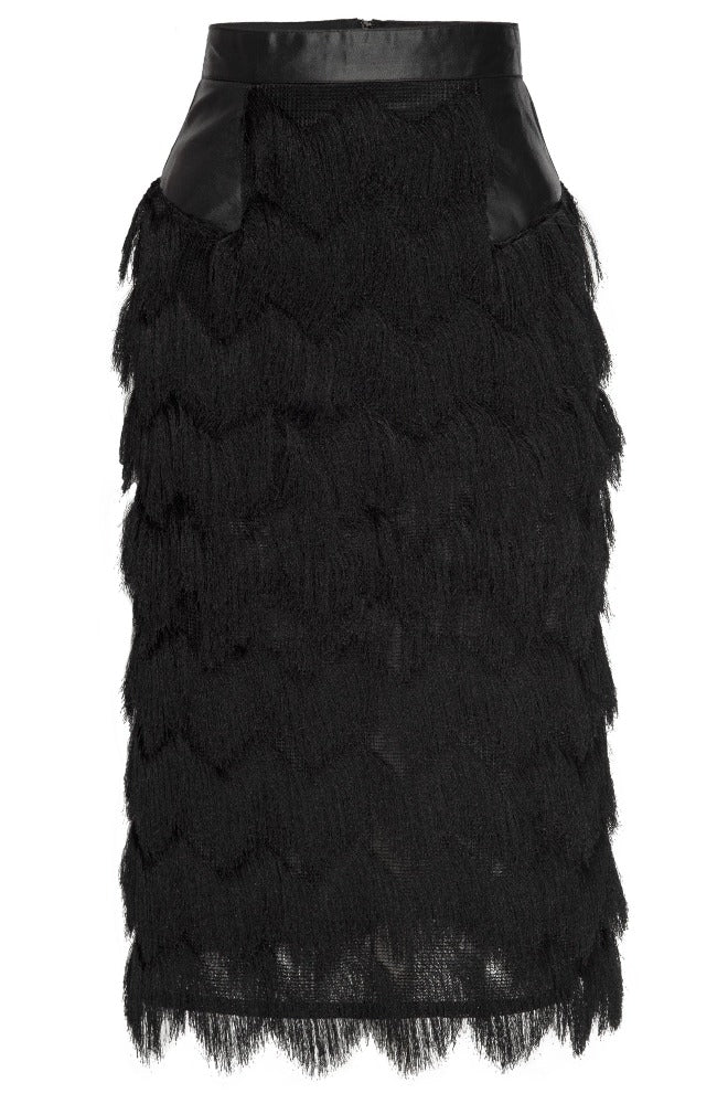 black fringe skirt