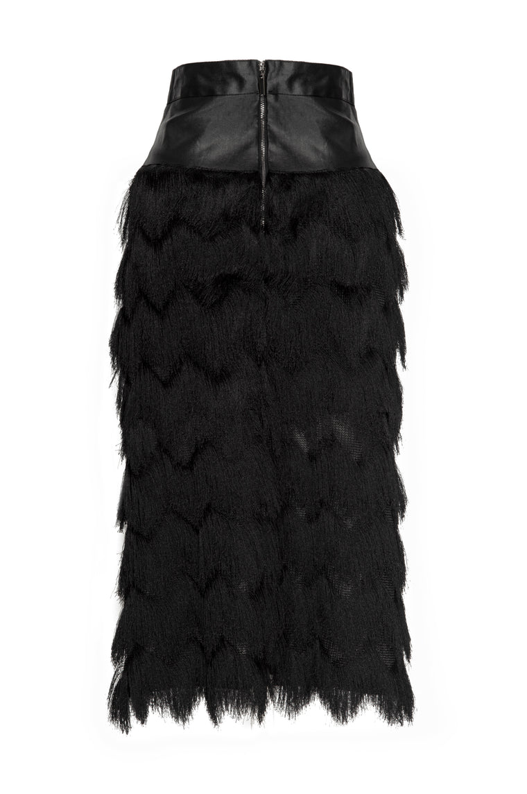 VALENTINA Noir Fringe Skirt in Multi-lengths