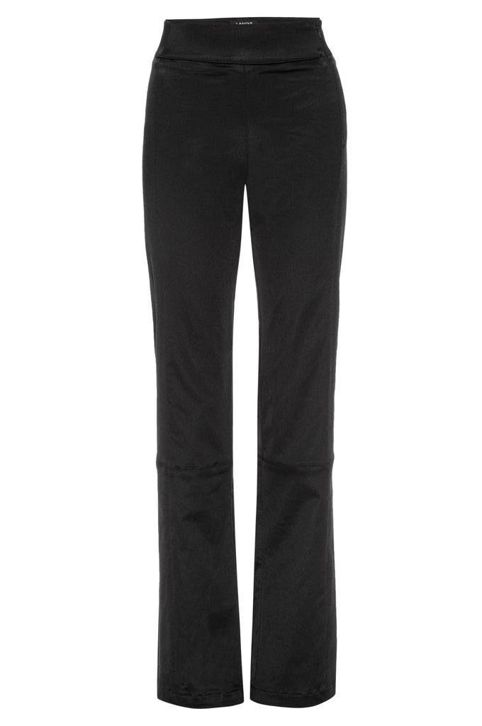 woman's dressy and casual black slim and straight leg satin pant