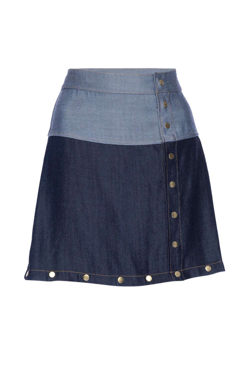 GIA Antiqued Multi-length Denim Skirt