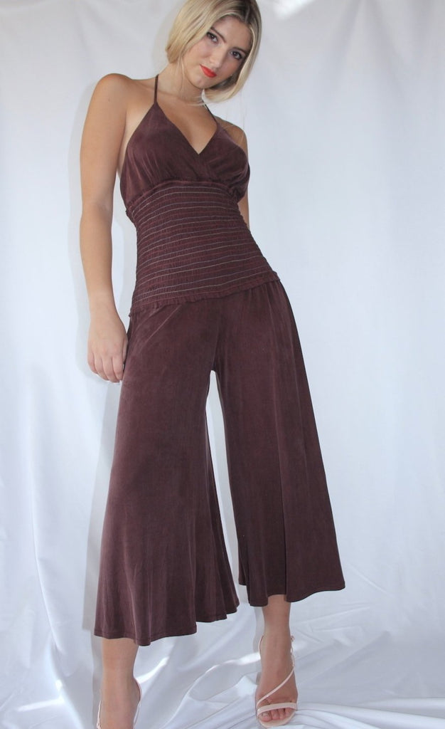 JANE Merlot Knit Halter Jumper