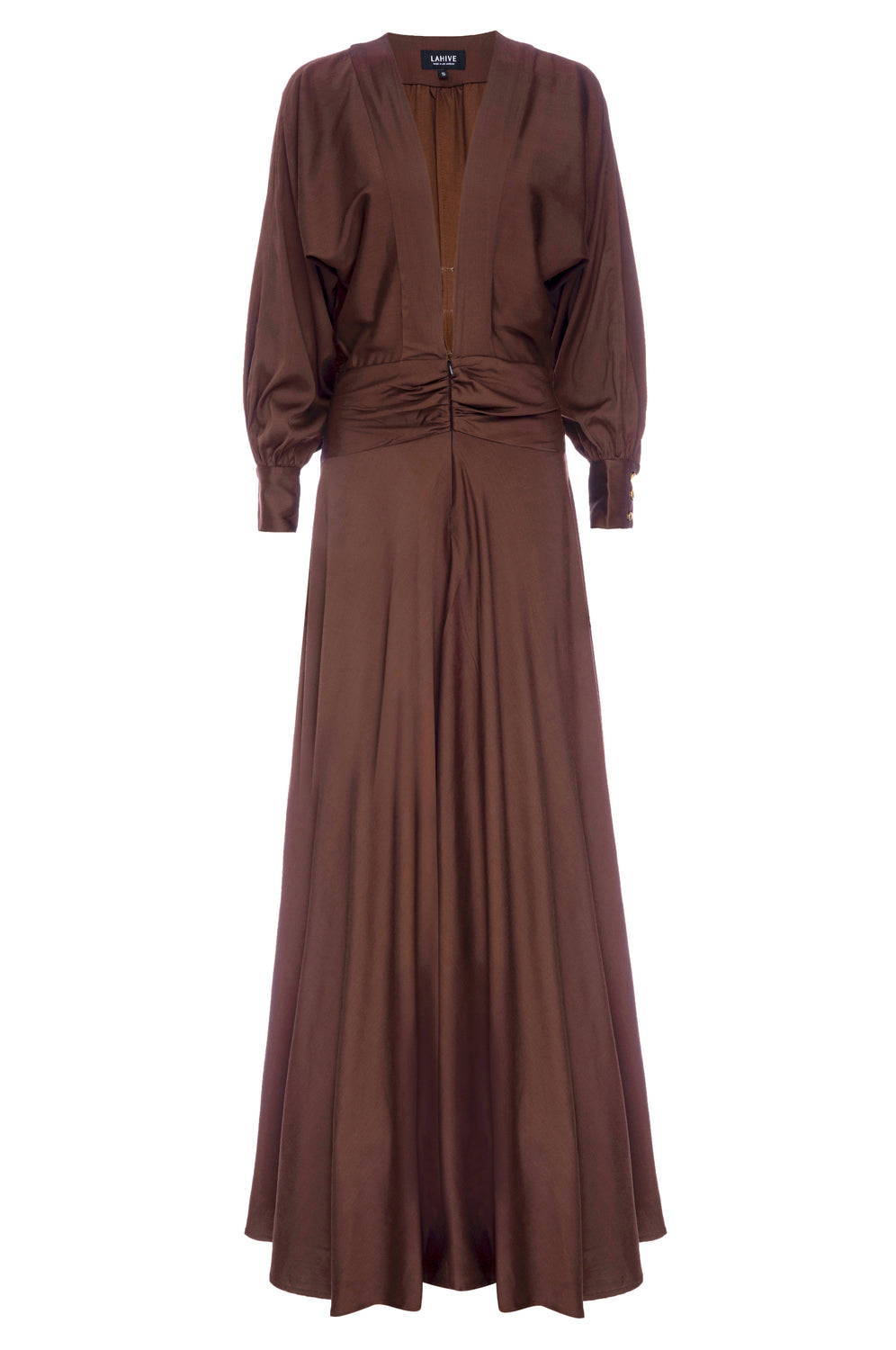 long wine gown with sleeves