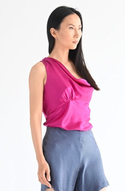 fuchsia magenta silk tank top for date night