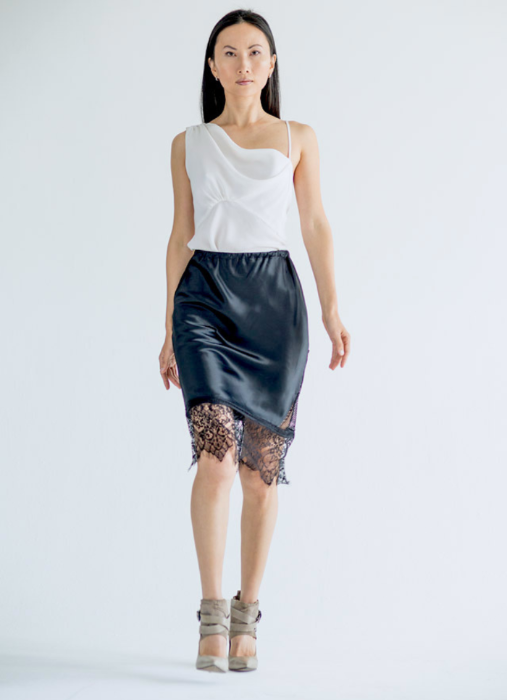 Black bias date night skirt